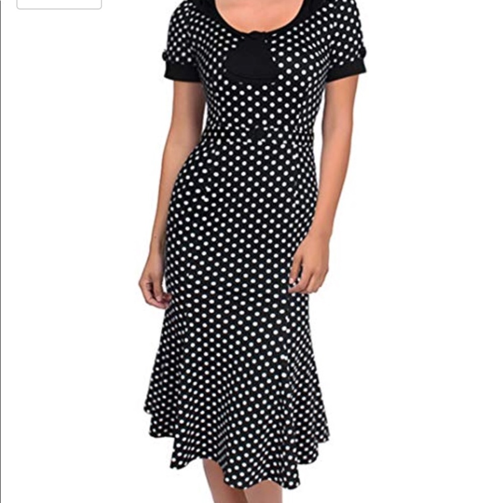 Vintage 1950s Elegant Polka Dot Bow Knot Dress